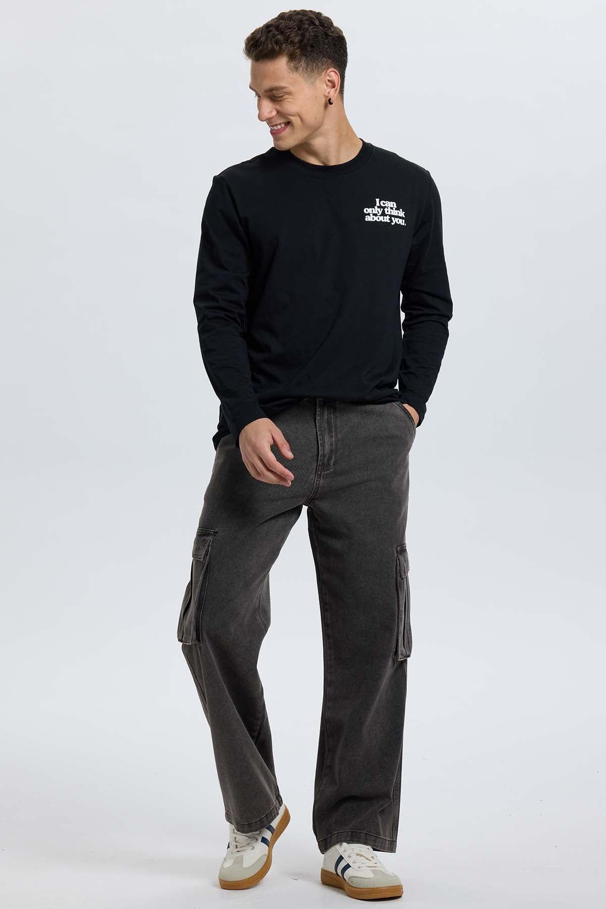 Jeans Hombre Cargo Recto Marron Oscuro-3