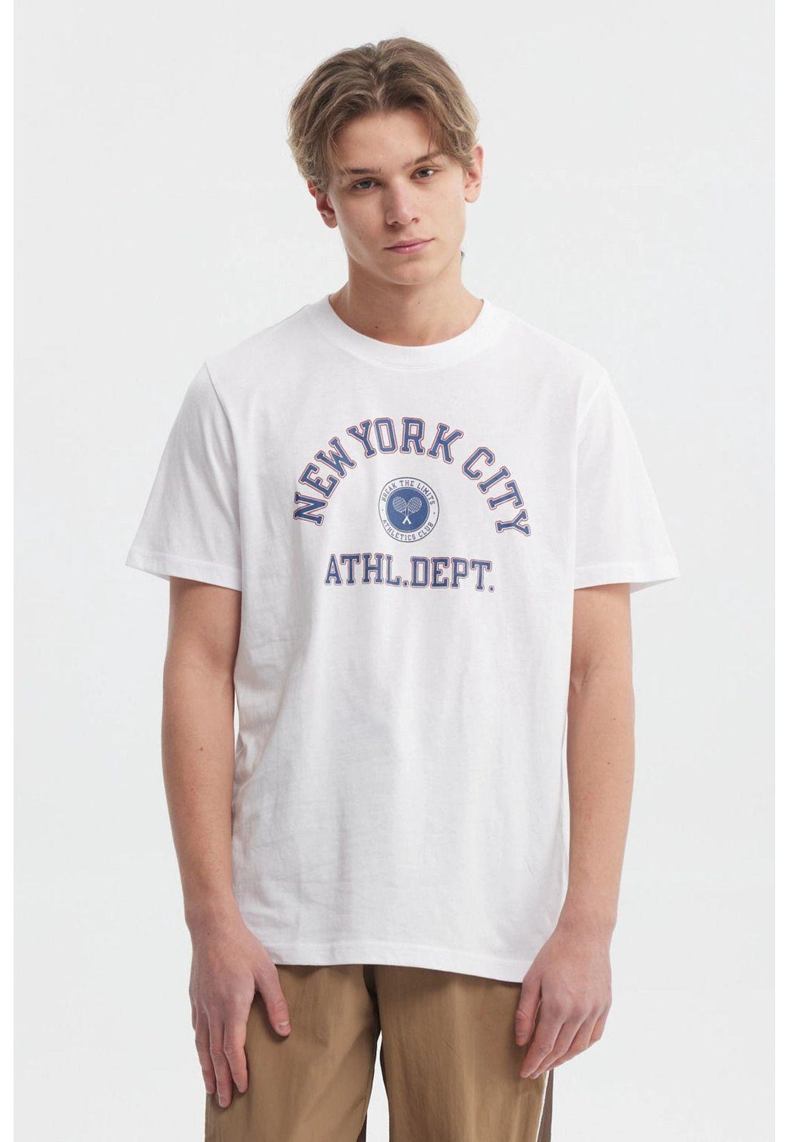 Polera Hombre College Print Blanco-0