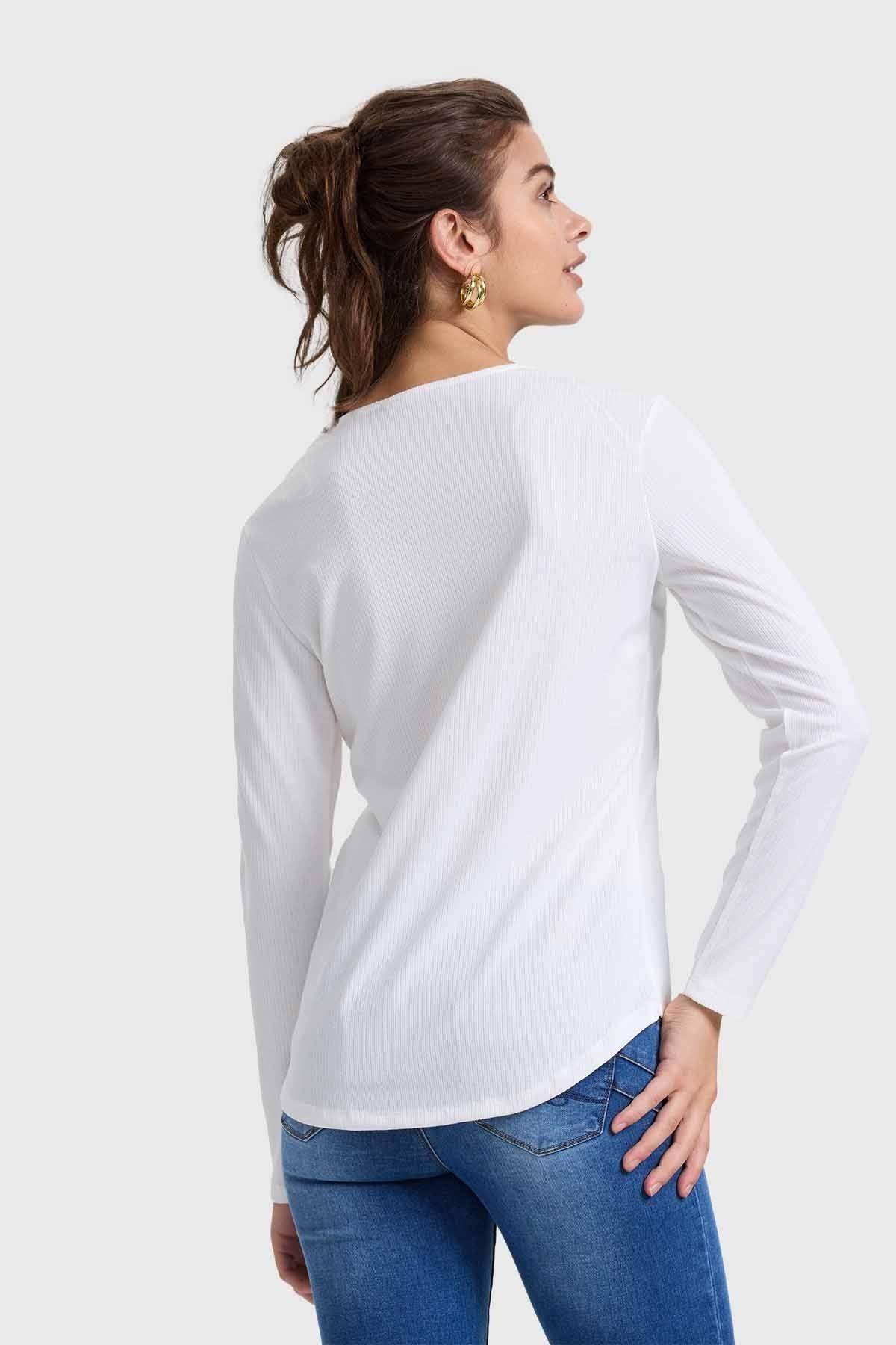 Polera Mujer Pata Botón Rib Crudo-2