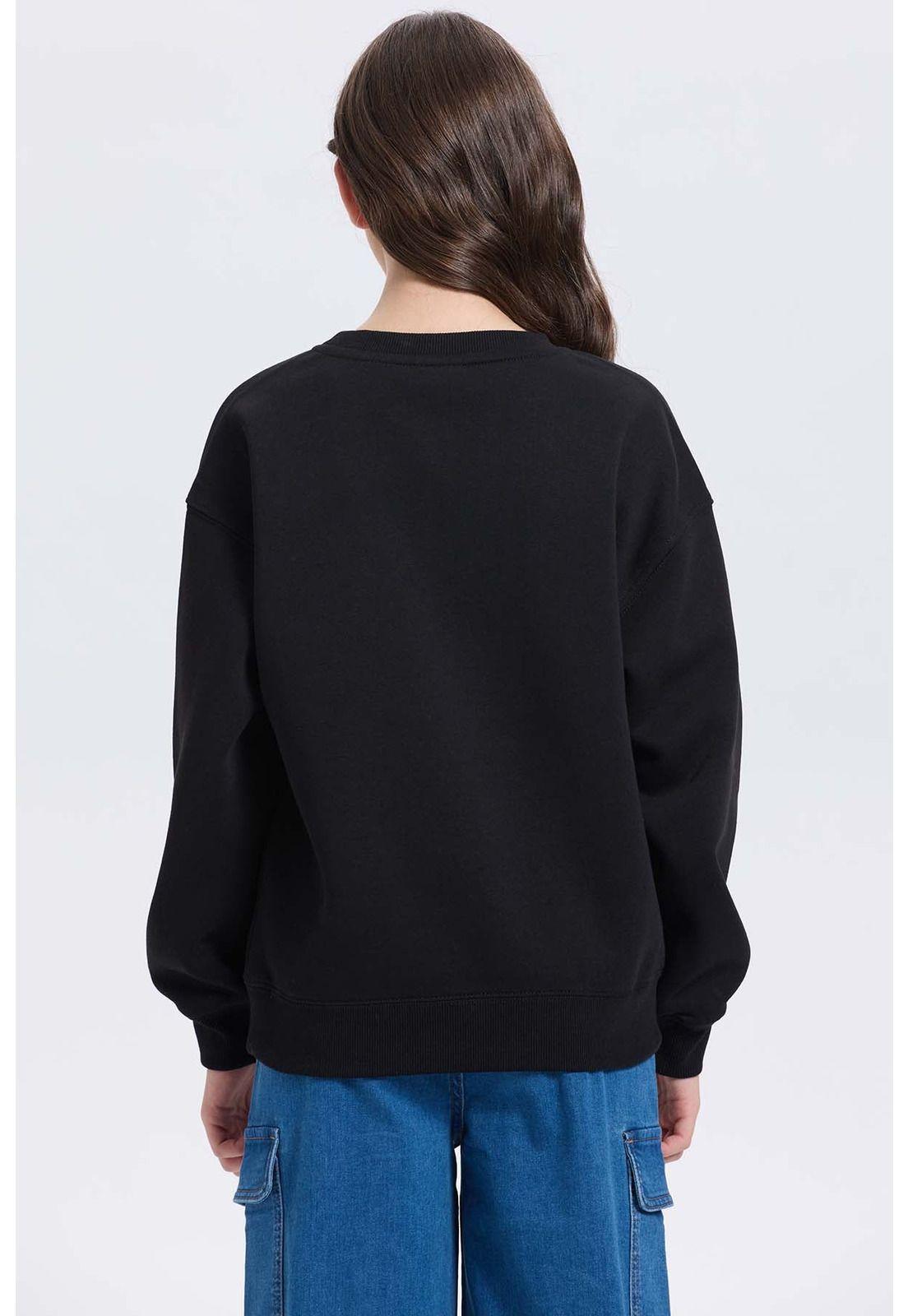 Polerón Niña Print Básico Negro-2