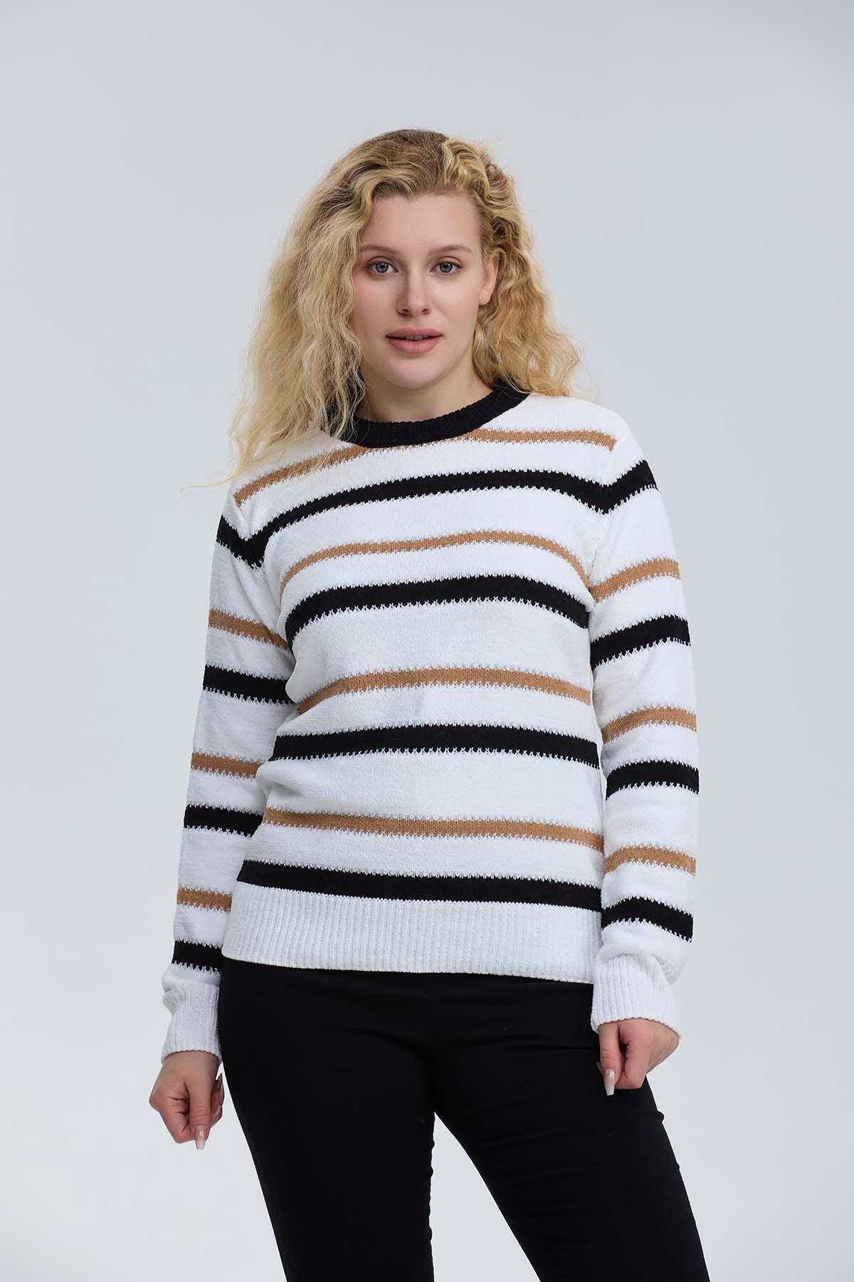 Sweater Mujer Bloques Crudo-0