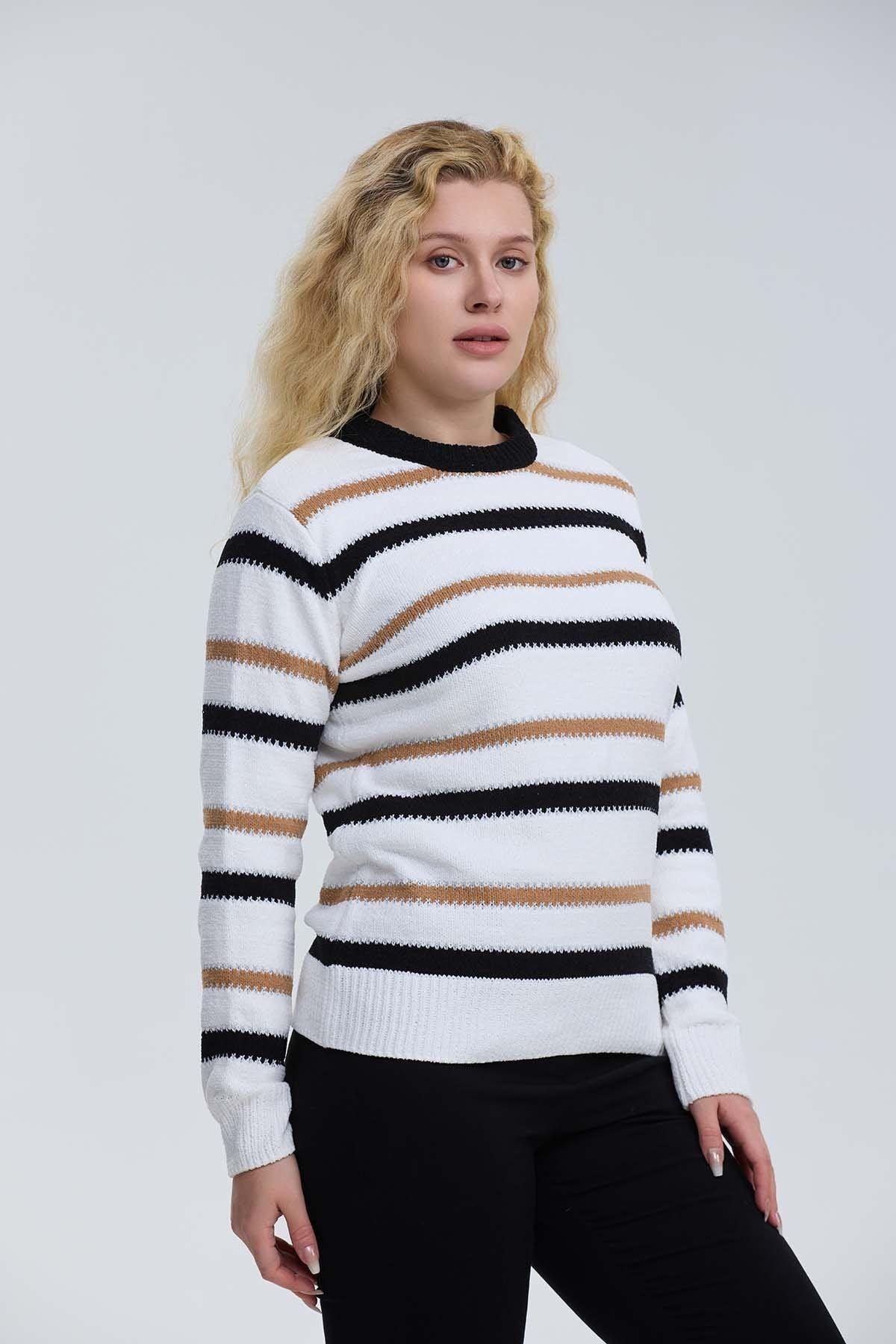 Sweater Mujer Bloques Crudo-1