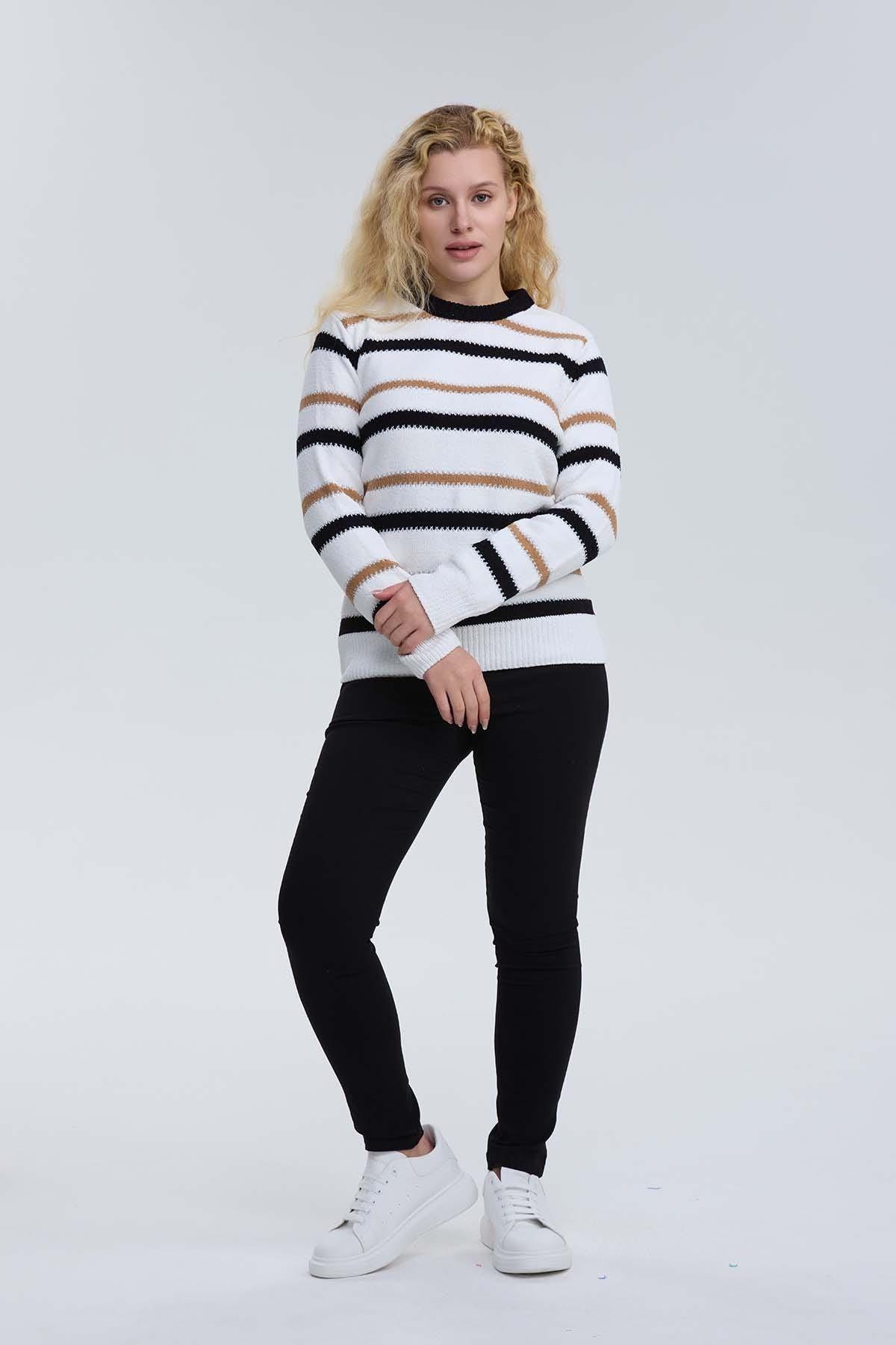 Sweater Mujer Bloques Crudo-3