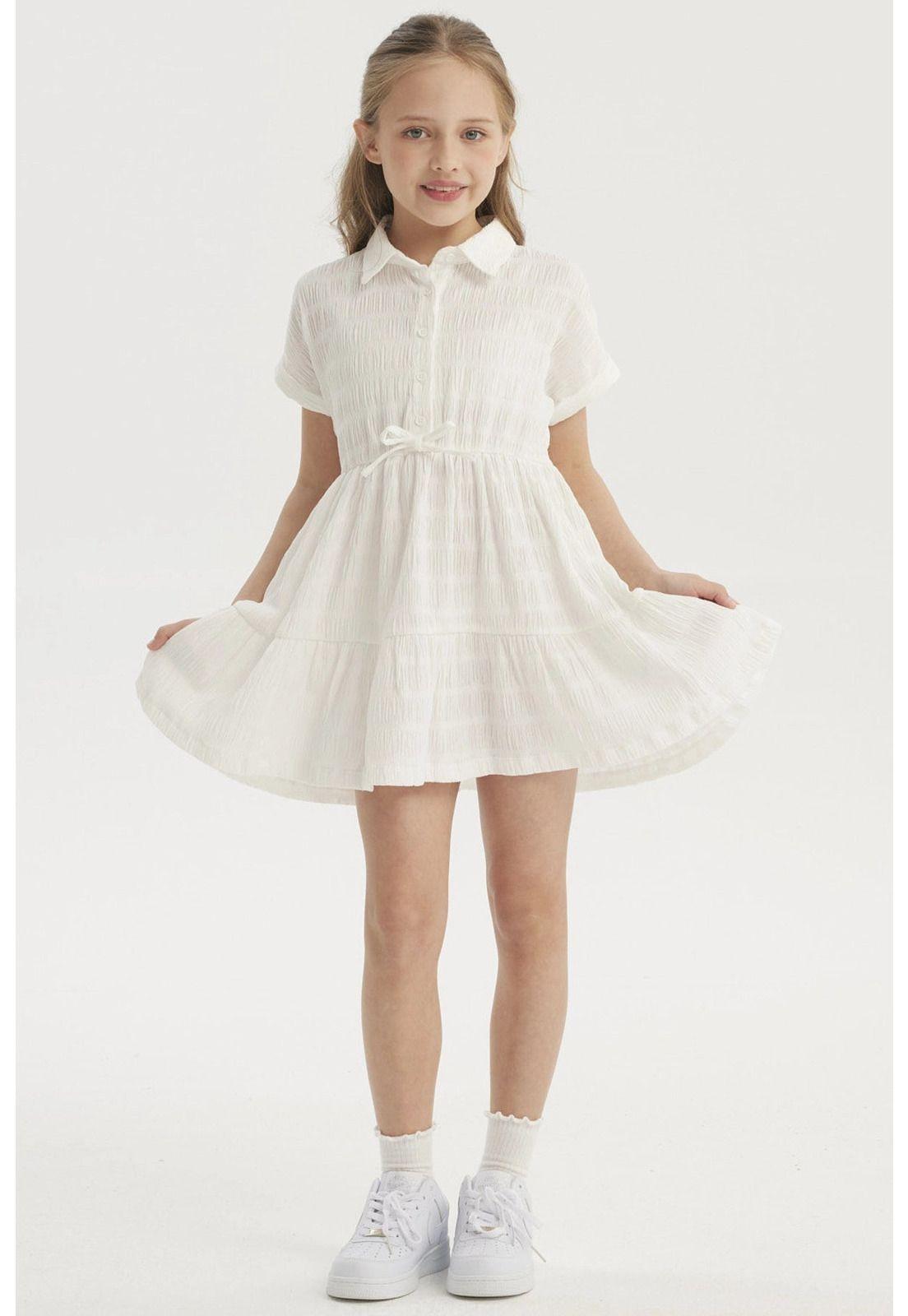 Vestido Niña Con Cuello Crudo-0