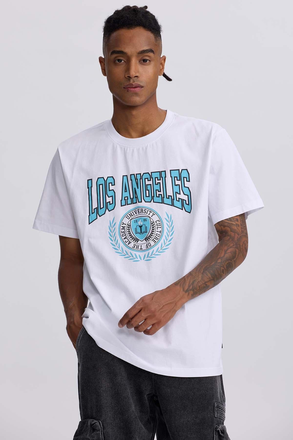 Polera Hombre Print College Blanco-0