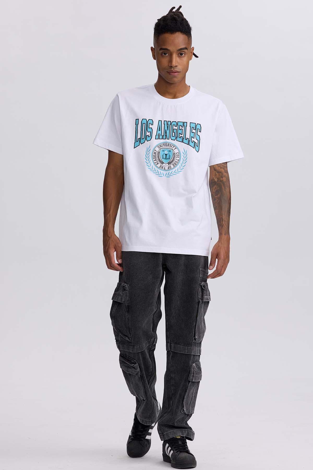 Polera Hombre Print College Blanco-3