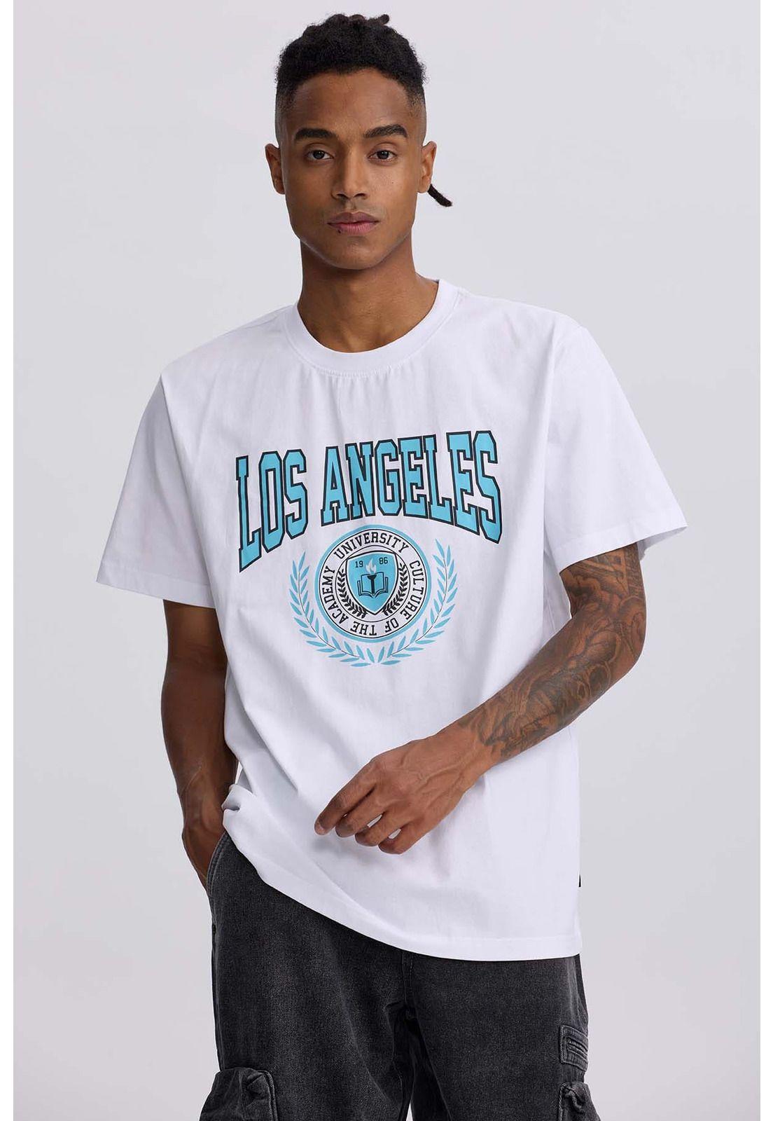 Polera Hombre Print College Blanco-0