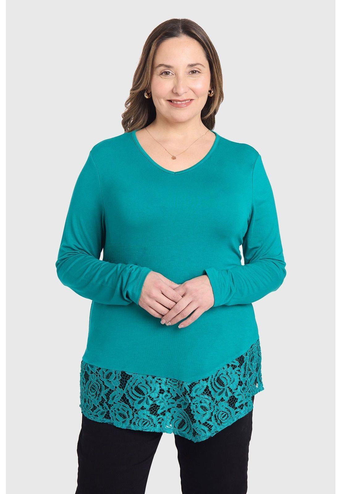 Polera Mujer Con Detalle Macramé Verde-0