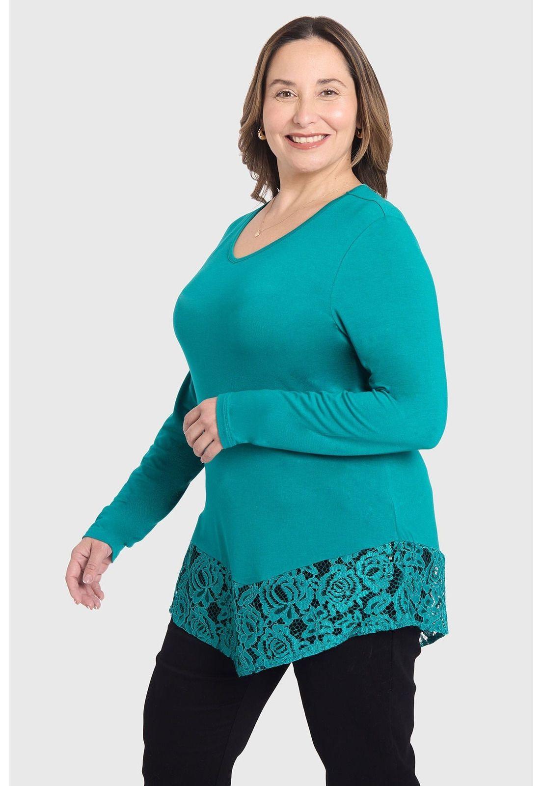 Polera Mujer Con Detalle Macramé Verde-1