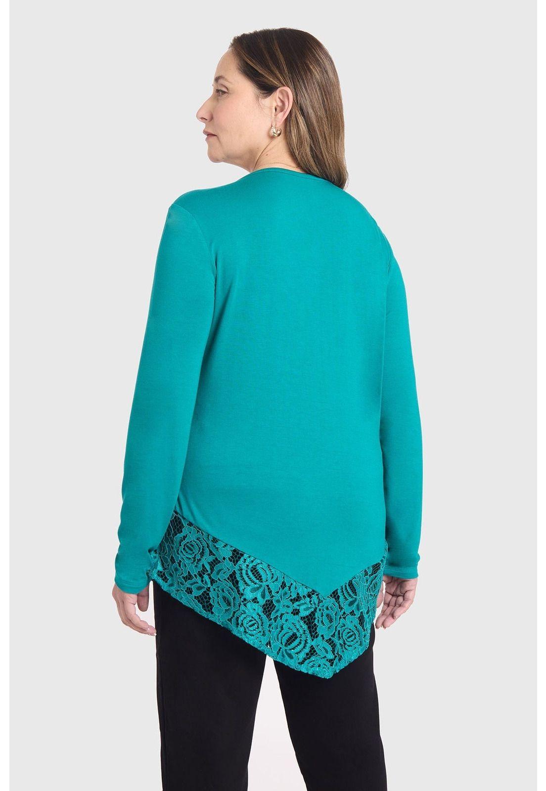 Polera Mujer Con Detalle Macramé Verde-2