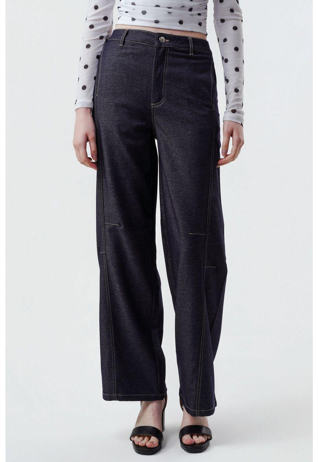 Pantalón Mujer Wide Leg Azul-0