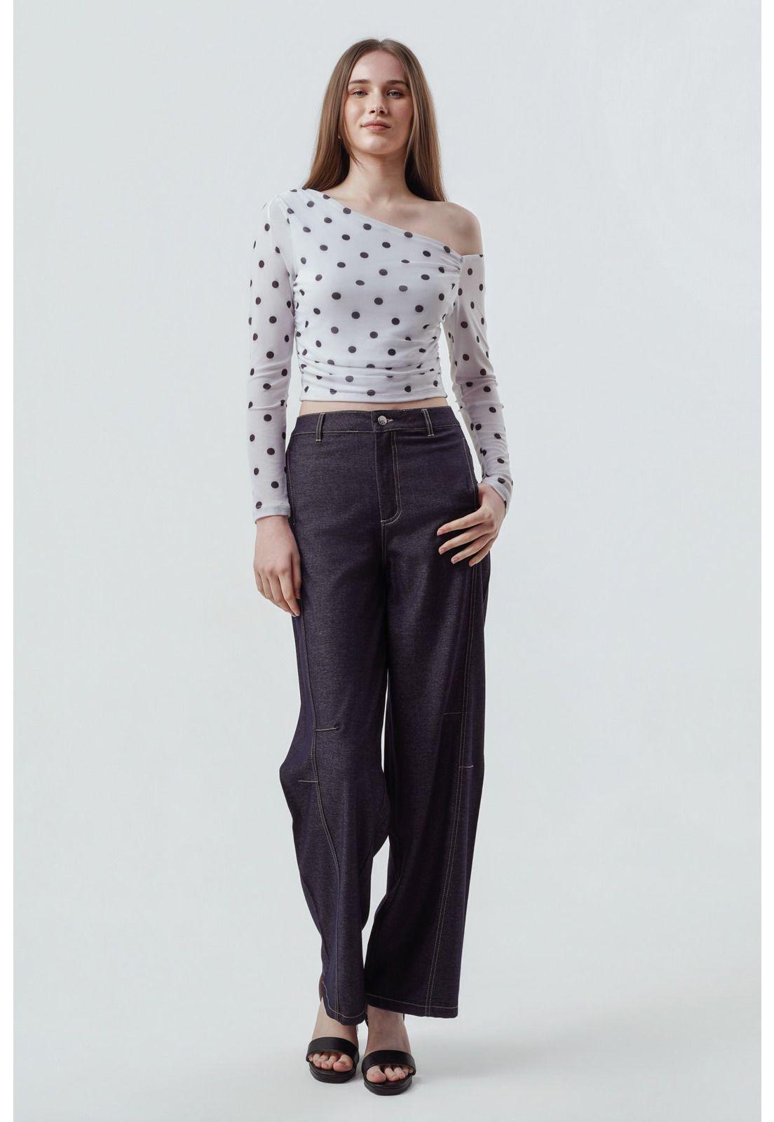 Pantalón Mujer Wide Leg Azul-3