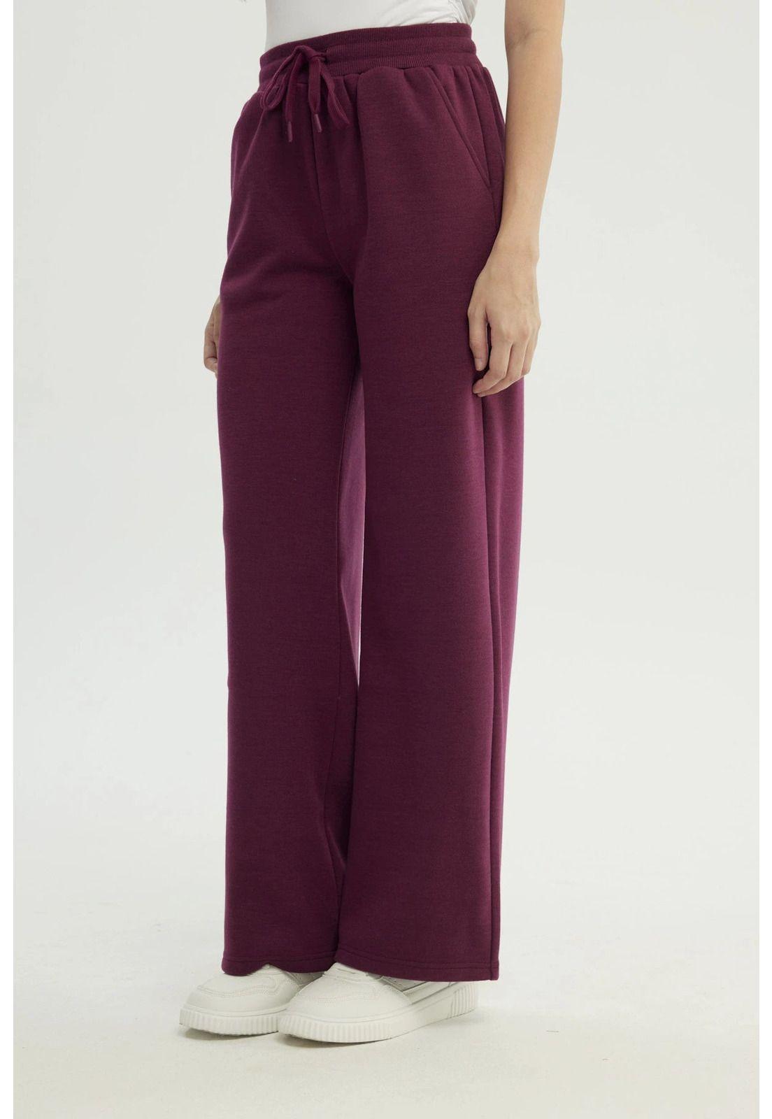 Pantalón Buzo Mujer Wide Leg Rojo-1