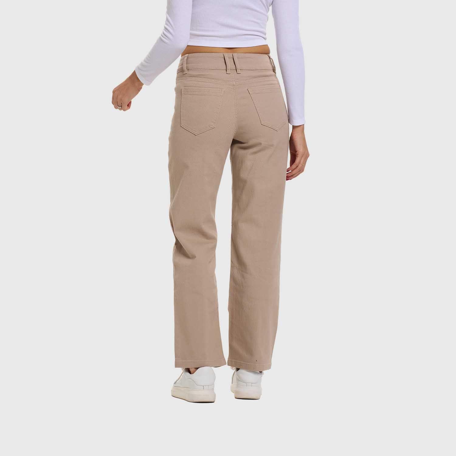 Jeans Mujer Linea Bolsillo Calce Recto Cafe Claro Fsp-2