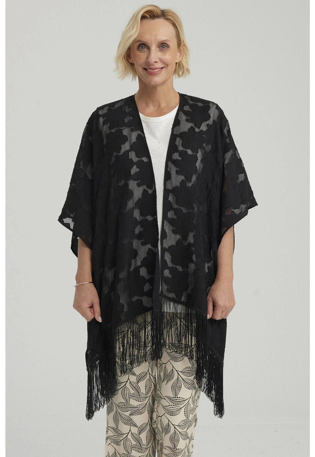 Blusa Mujer Tapado Con Flecos Negro-0