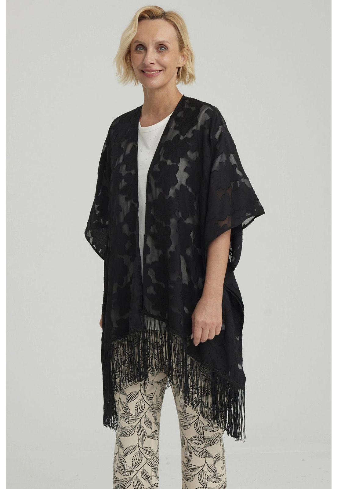 Blusa Mujer Tapado Con Flecos Negro-1