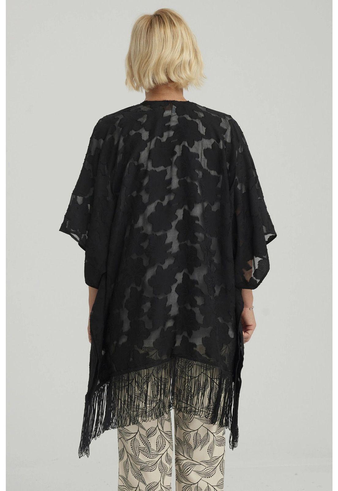 Blusa Mujer Tapado Con Flecos Negro-2