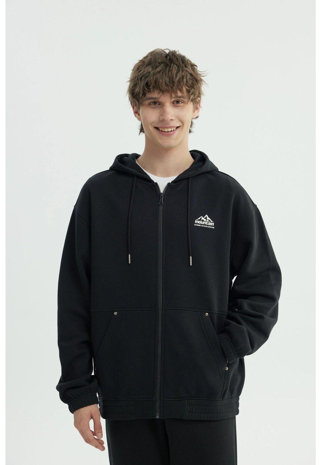 Polerón Hombre Oversize Negro - Vlll-0