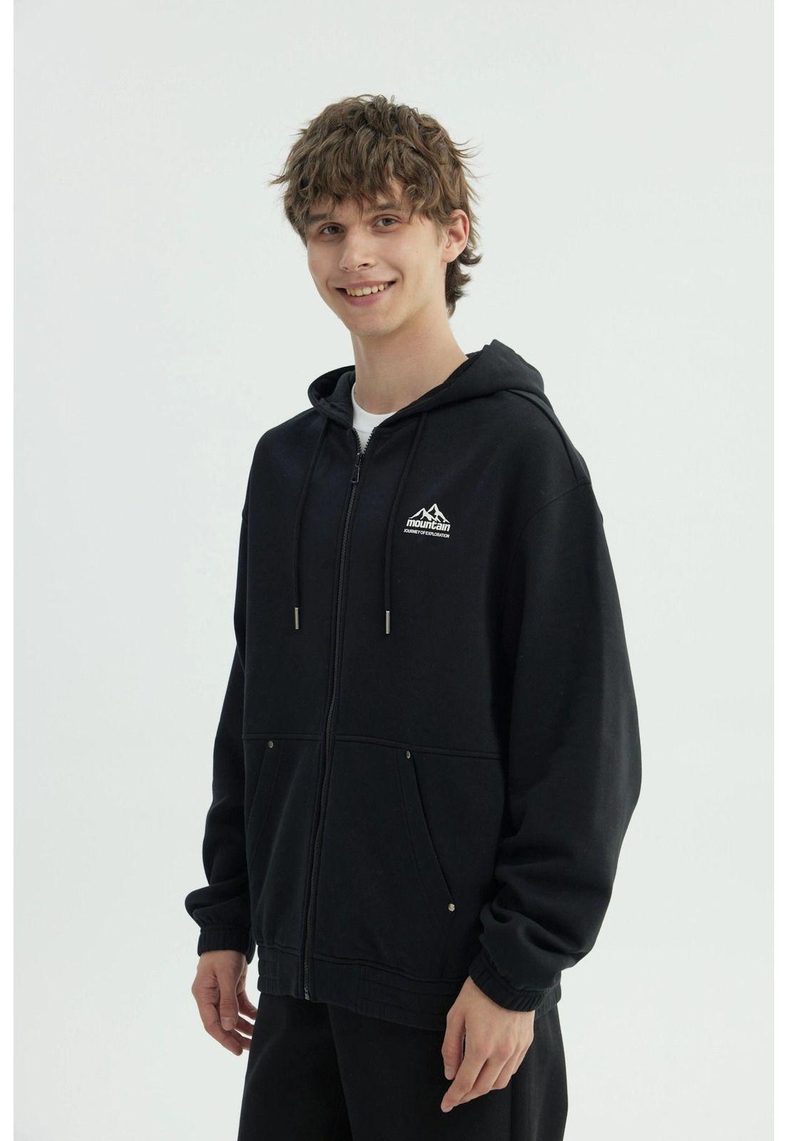 Polerón Hombre Oversize Negro - Vlll-1