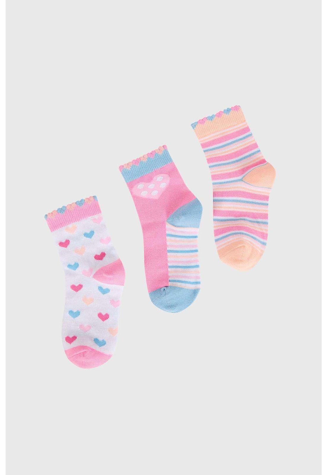 Calcetín De Vestir Niña Tripack Rosado - ll-0
