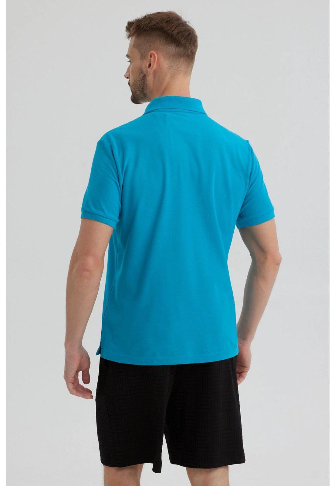 Polera Hombre Piqué Básica Lisa Turquesa - lll-2