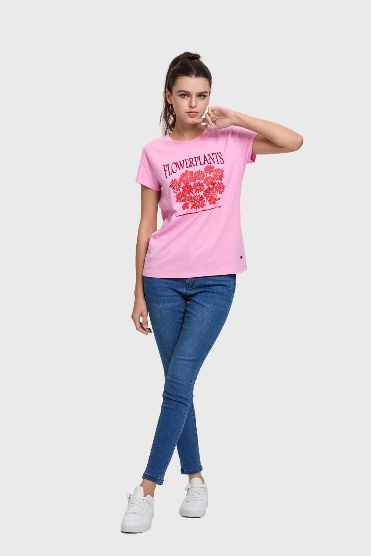 Polera Mujer Básica Print Rosado-2
