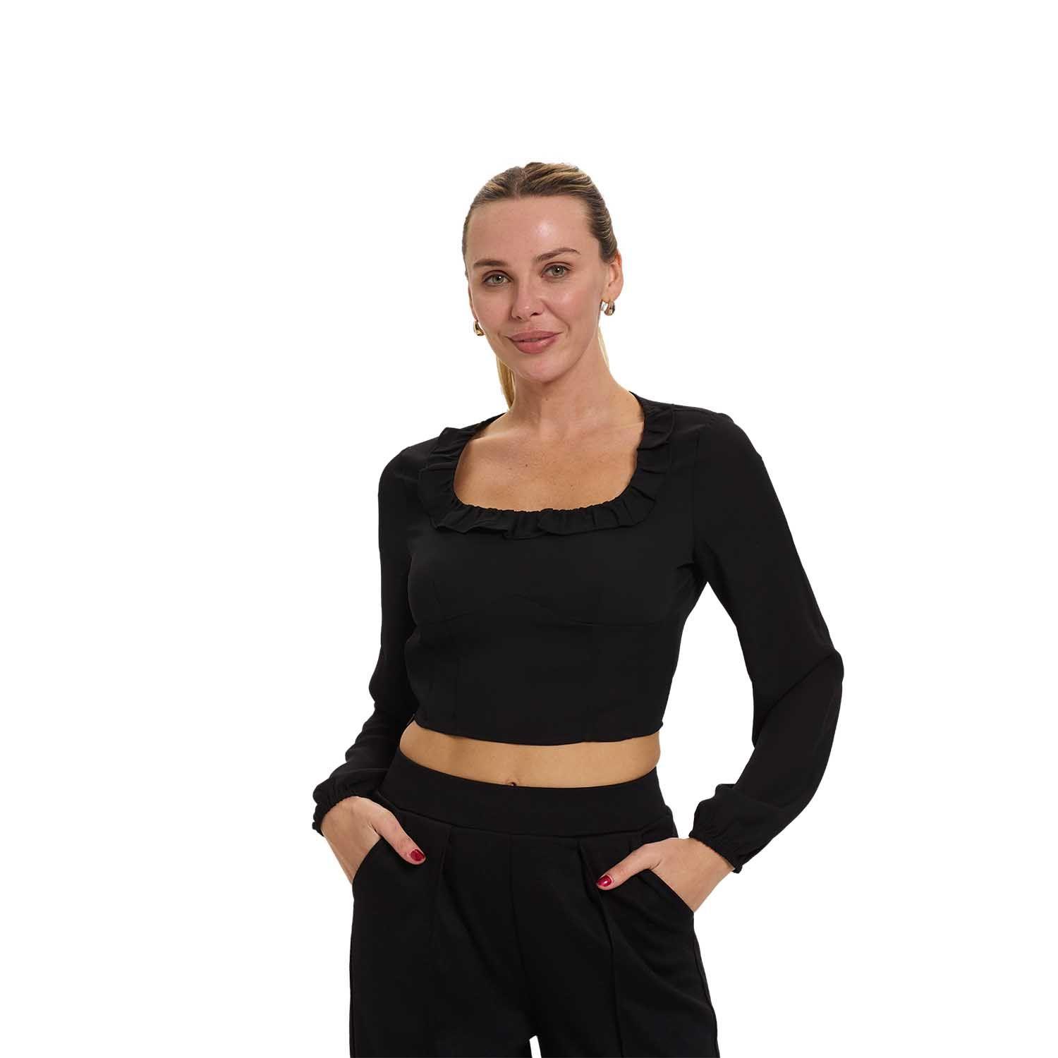 Blusa Mujer Manga Globos Negro Fashion's Park-0
