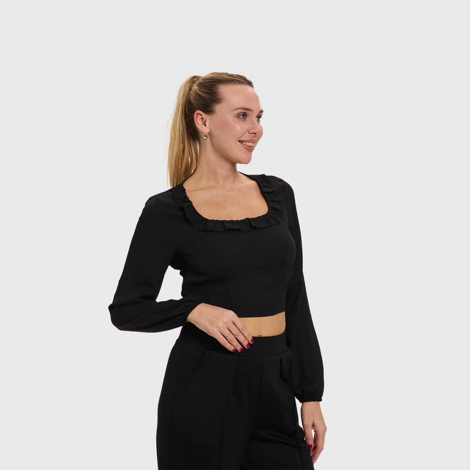 Blusa Mujer Manga Globos Negro Fashion's Park-1