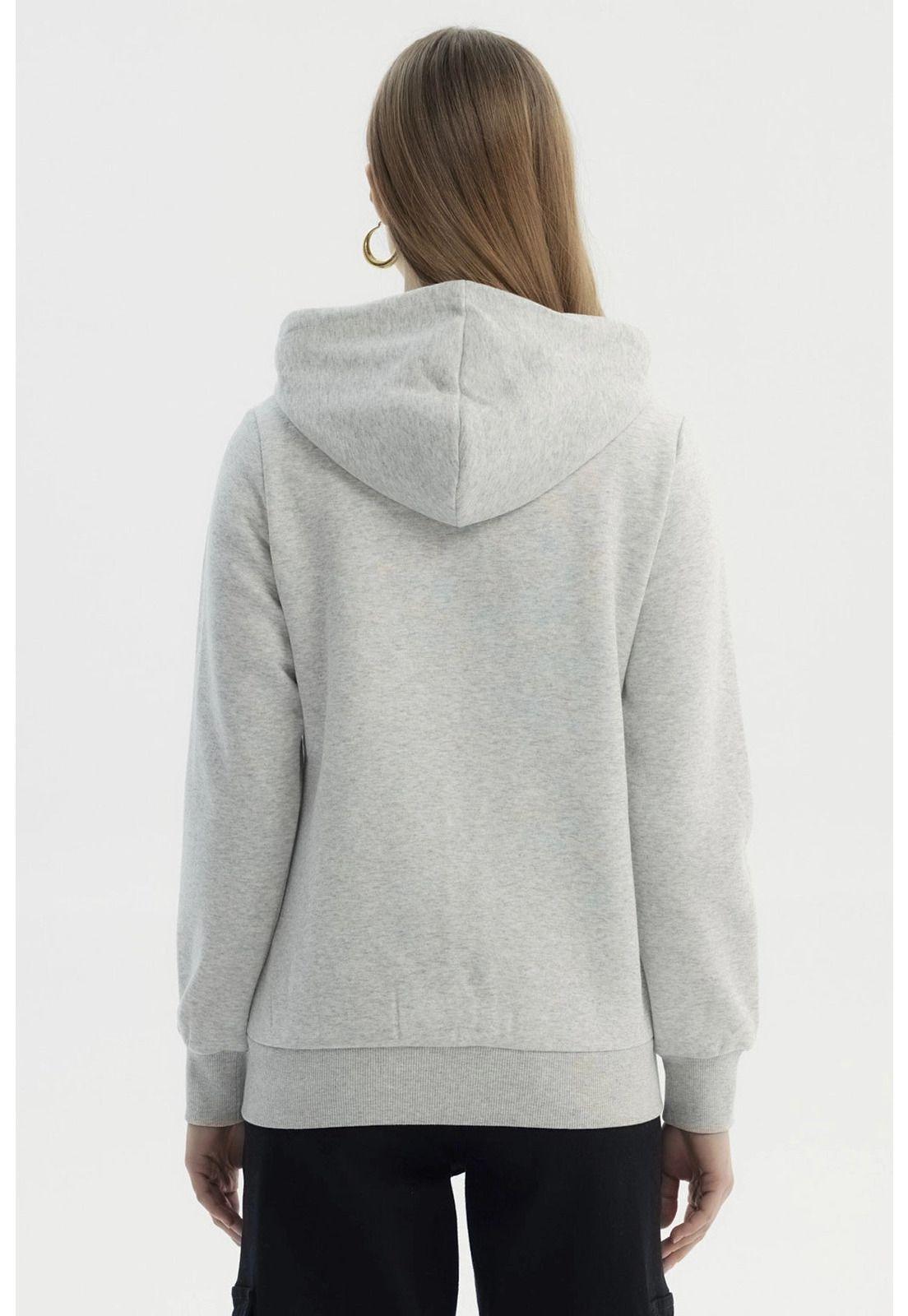 Polerón Mujer Abierto Hodie Gris Melange Claro-2
