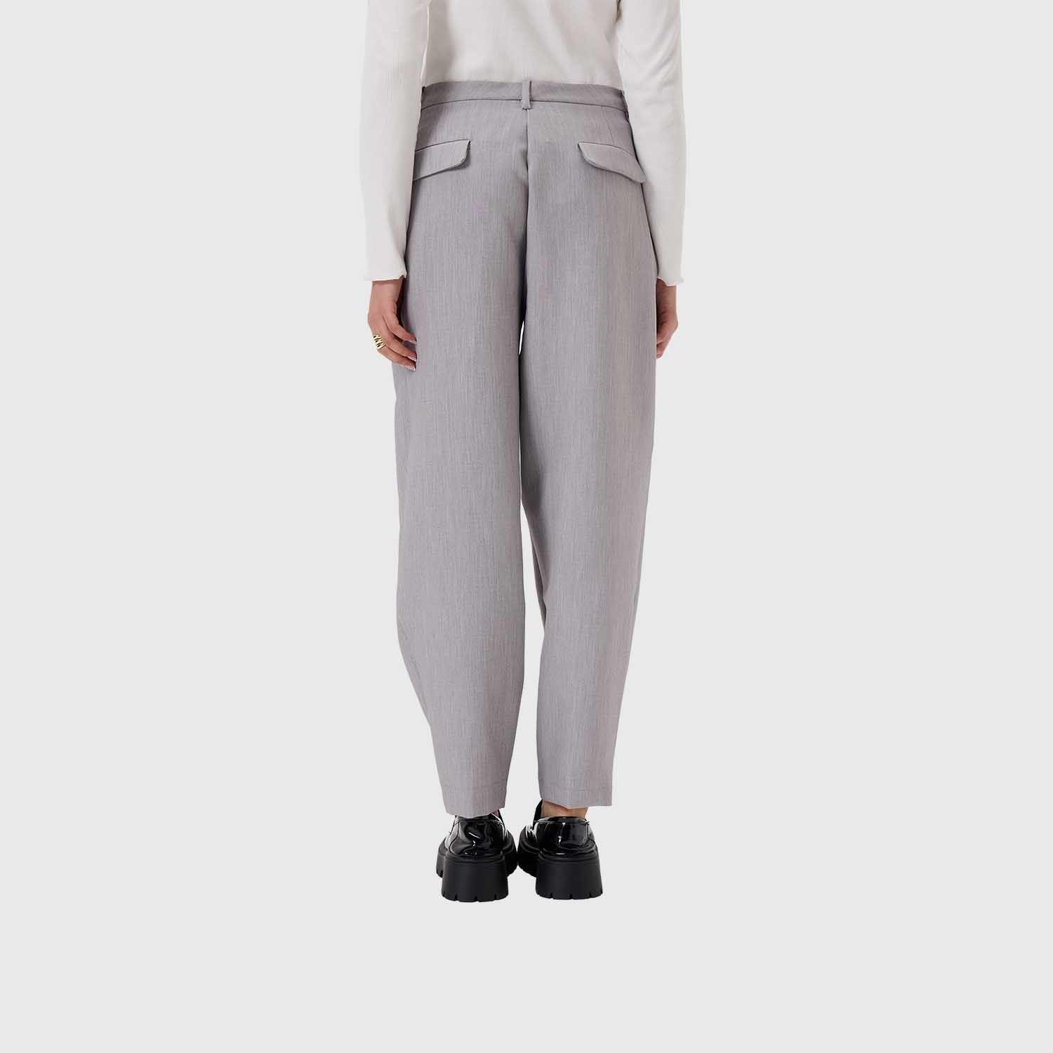 Pantalón Mujer Sastrero Calce Zanahoria Gris Melange-2