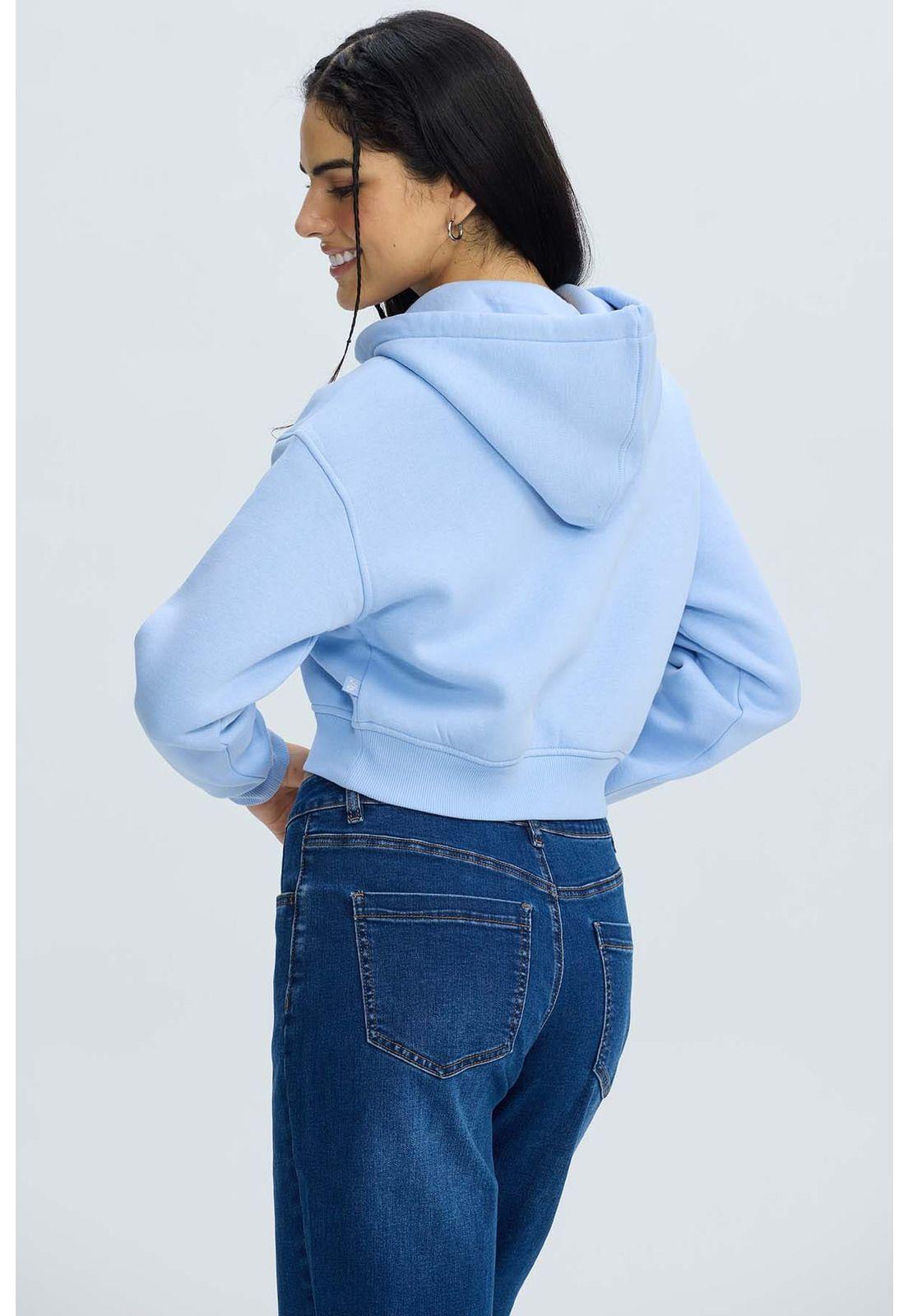 Polerón Mujer Medio Zipper Crop Celeste-2