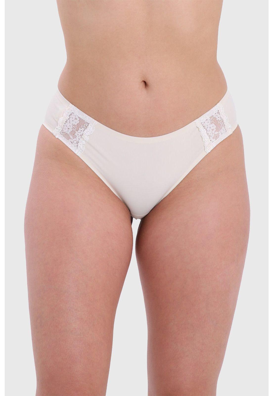 Calzón Mujer Pantaleta Detalle Encaje Crudo-0
