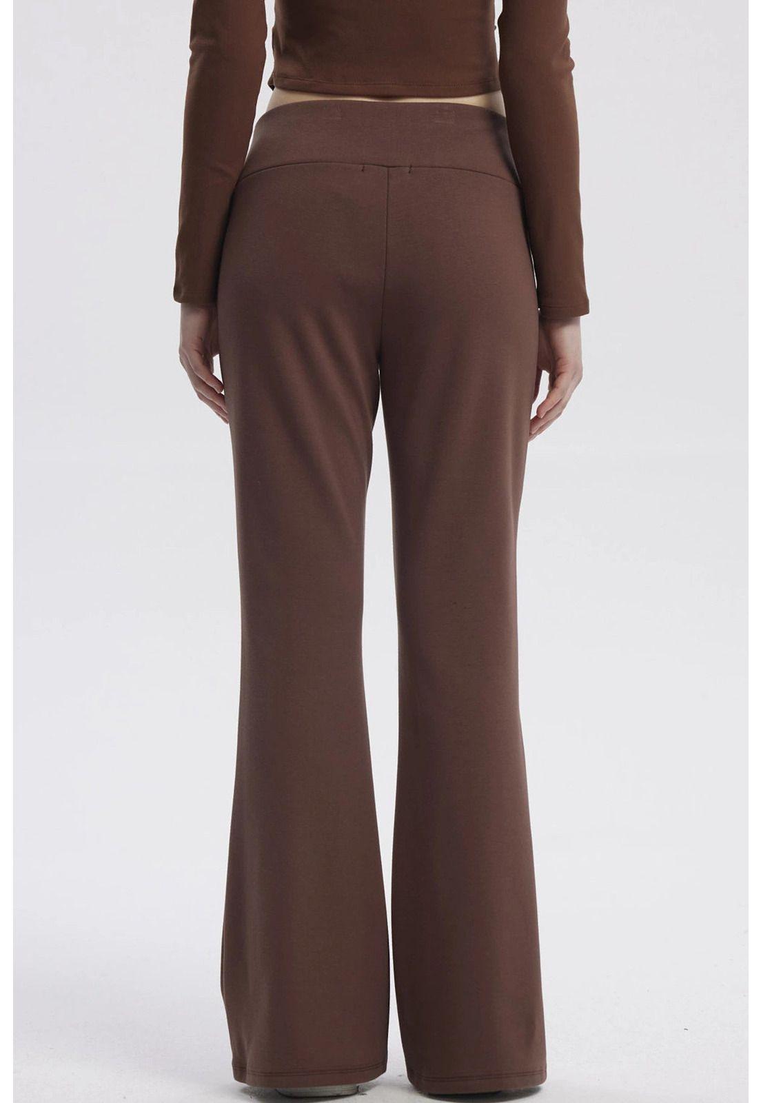 Pantalón Mujer Flare Cotelón Café Oscuro-2