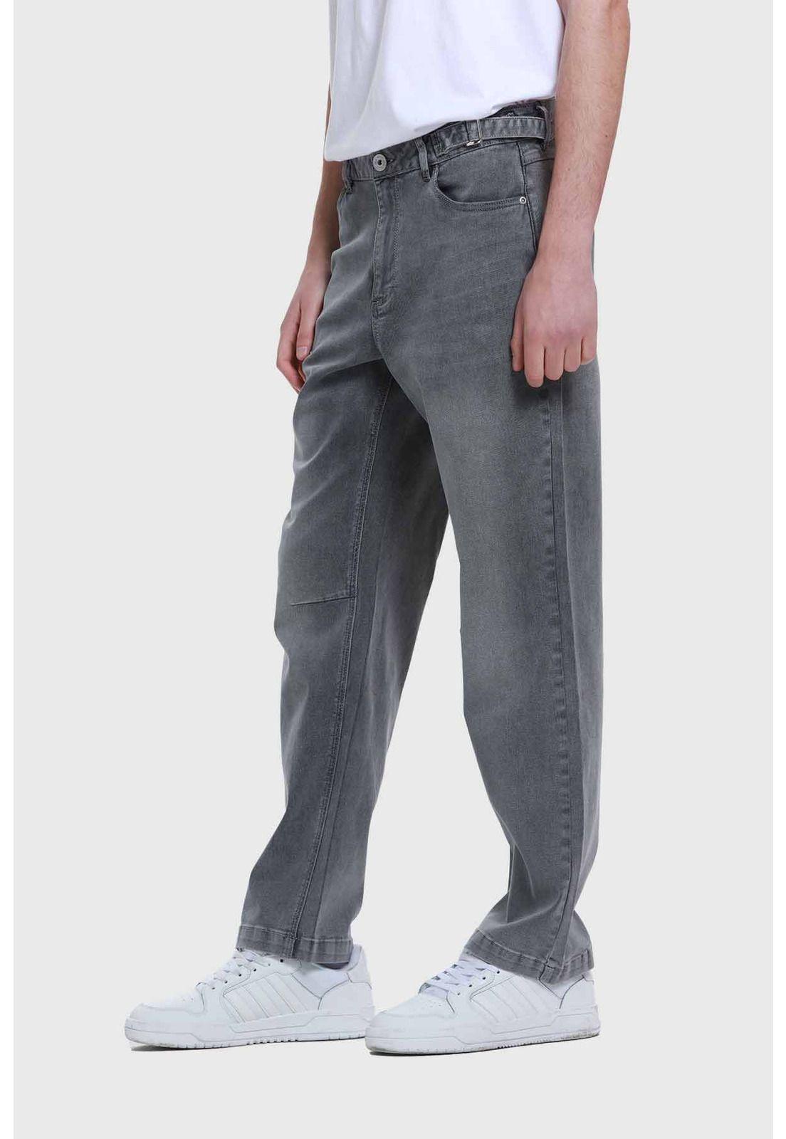Jeans Hombre Straight Costura Gris-1