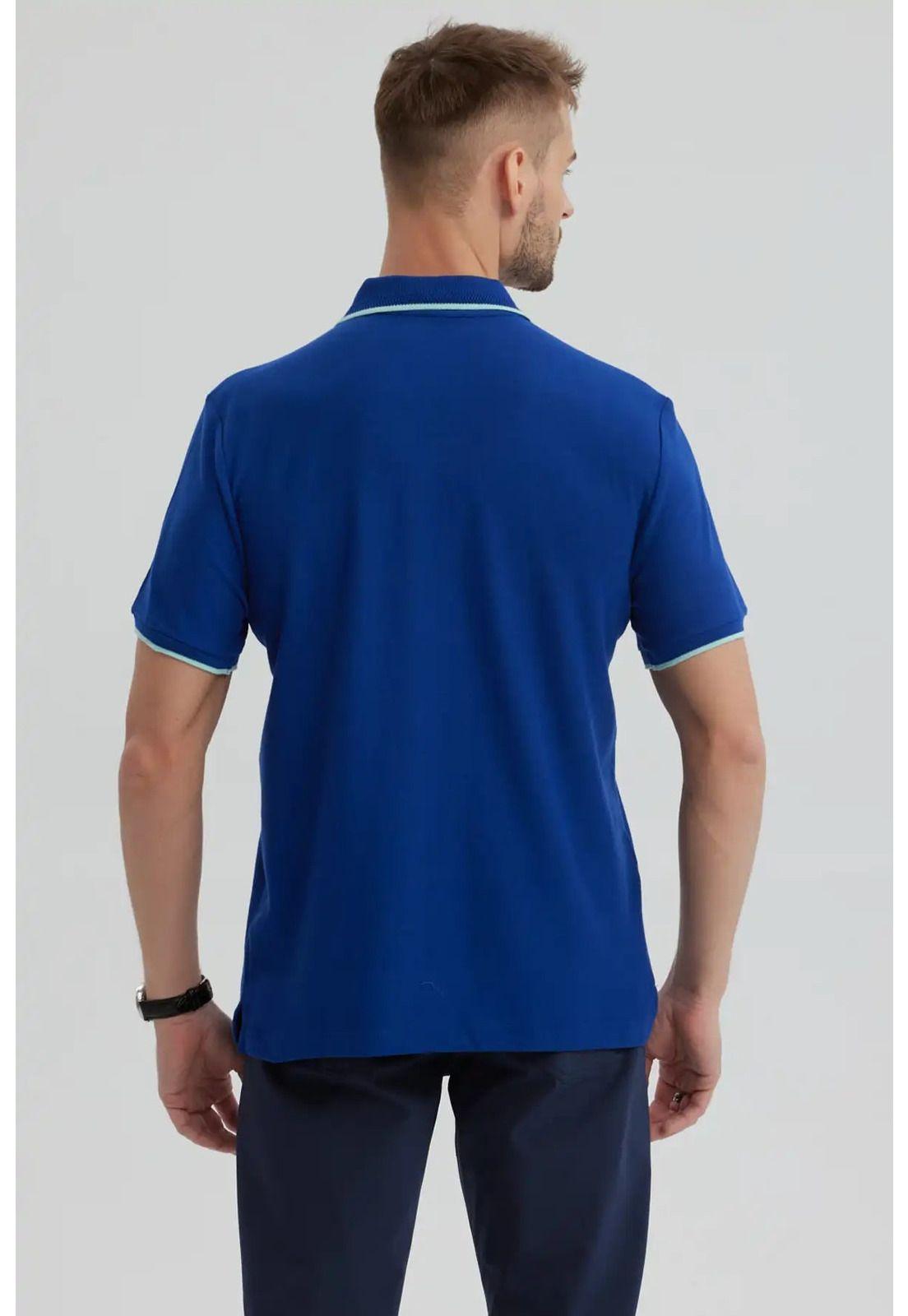 Polera Hombre Piqué Básica Lisa Azulino - ll-2