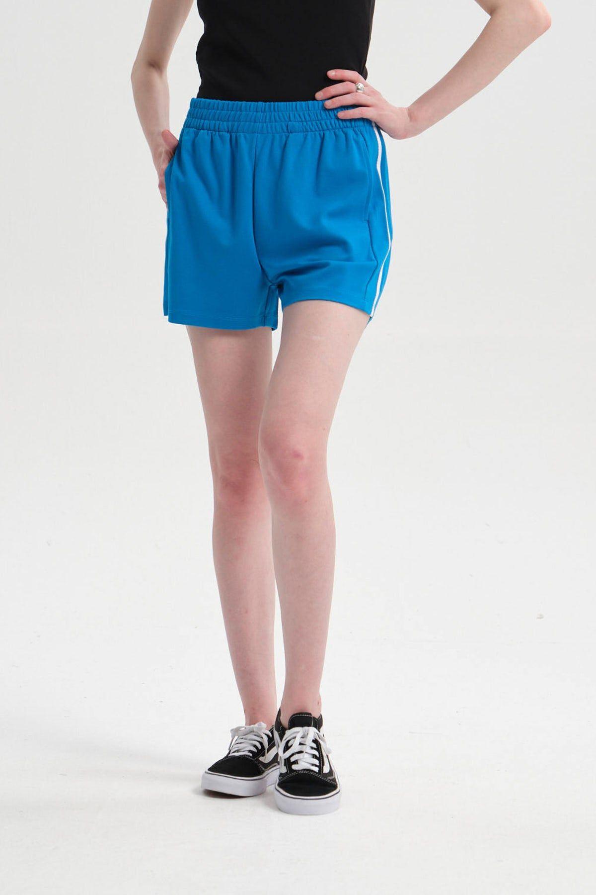 Short Mujer Raya Costado Azulino-0