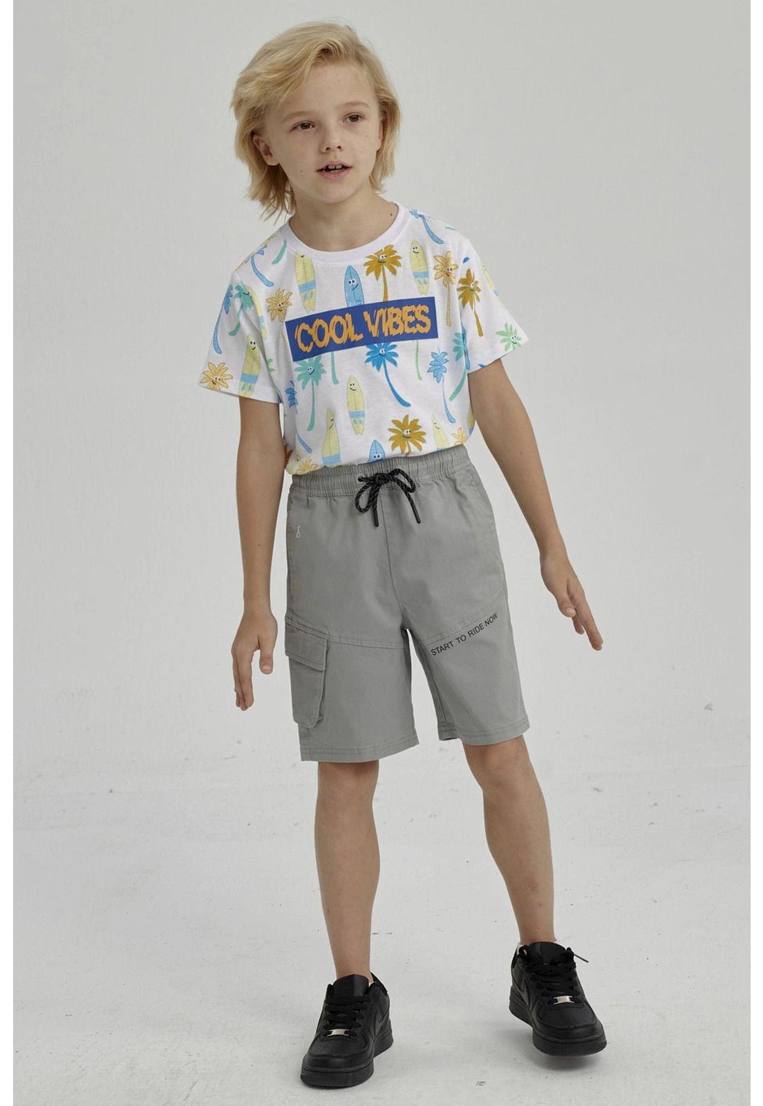 Bermuda Niño Bolsillo Parche Gris-1