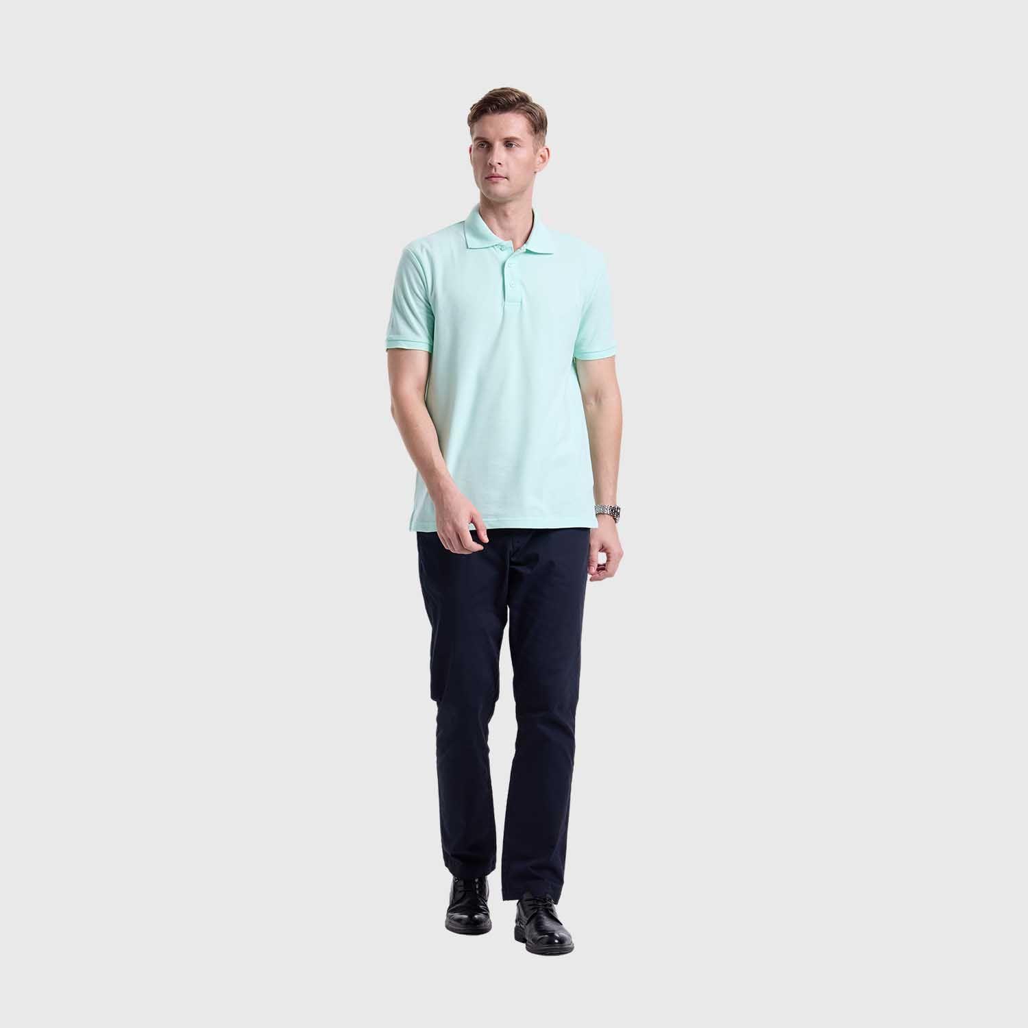 Polera Hombre Pique Lisa Básica Verde Agua Fashion's Park-3