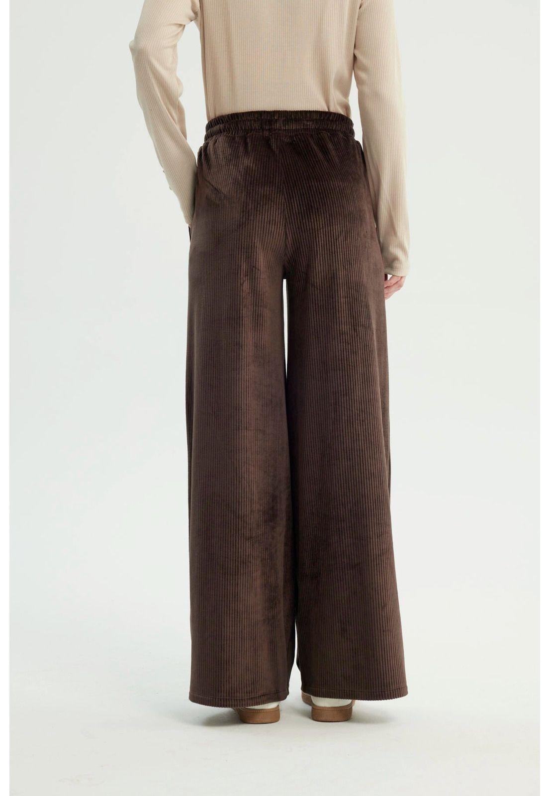 Pantalón Buzo Mujer Wide Leg Chocolate - ll-2