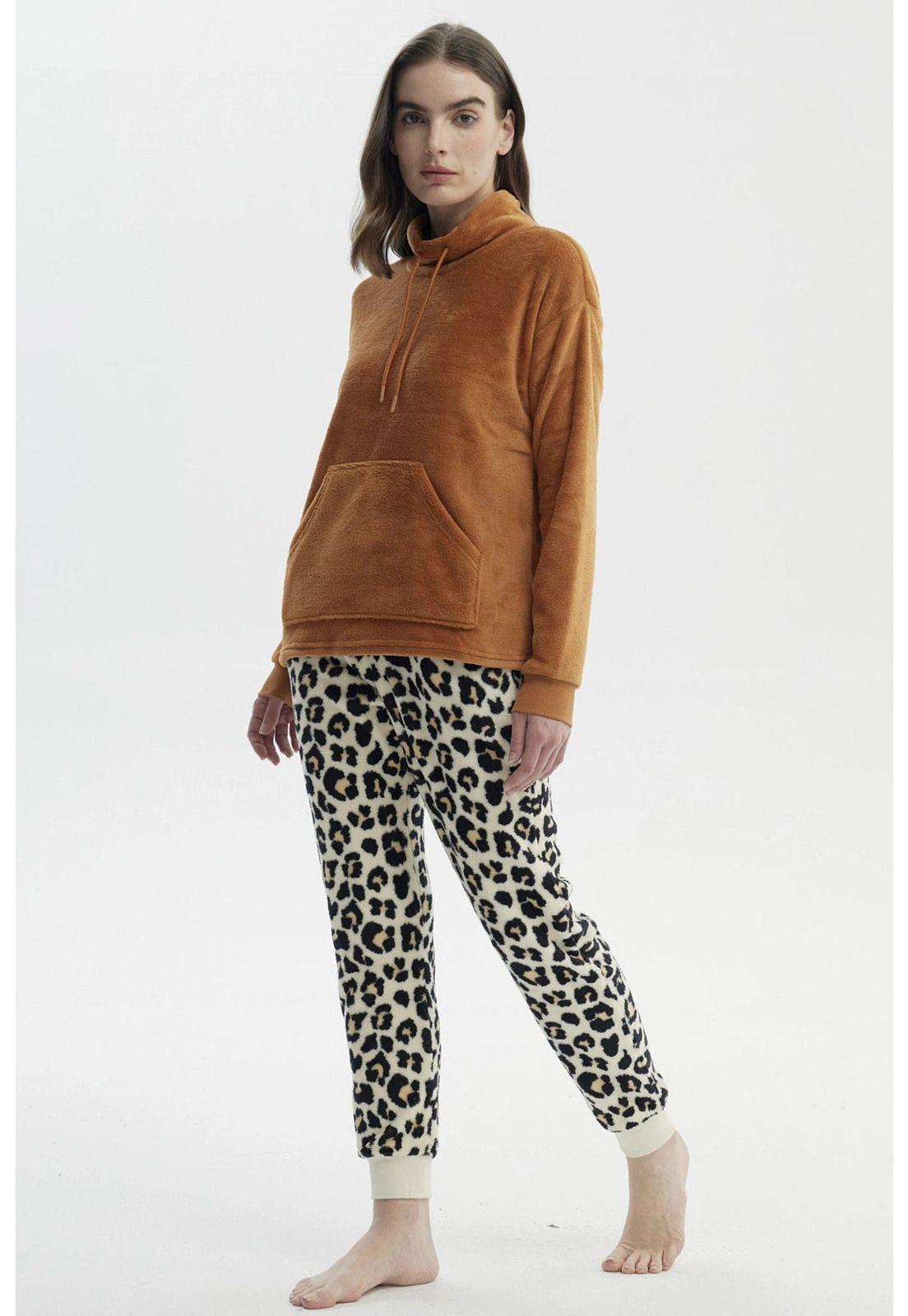 Pijama Mujer Polera Y Pantalón Beige-2