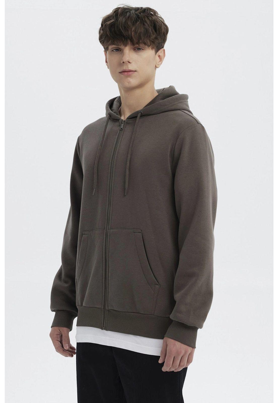 Polerón Hombre Full Zipper Basico Acero-1