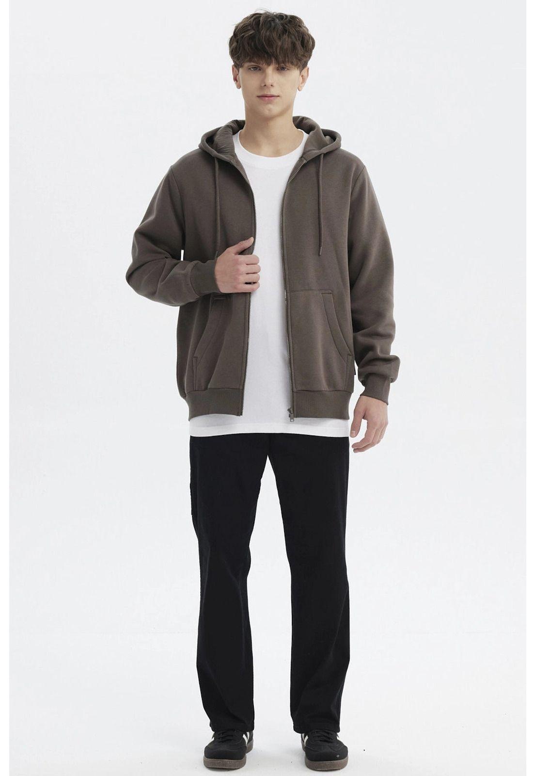 Polerón Hombre Full Zipper Basico Acero-3