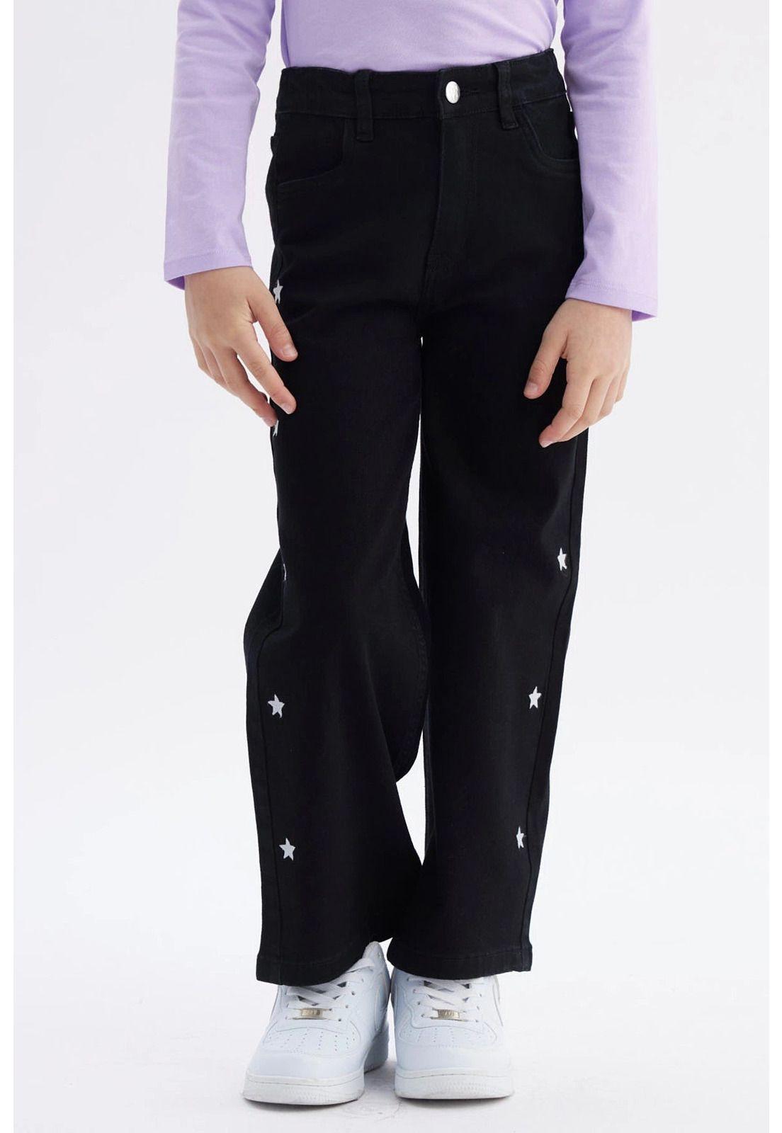 Jeans Niña Wide Leg Negro-0