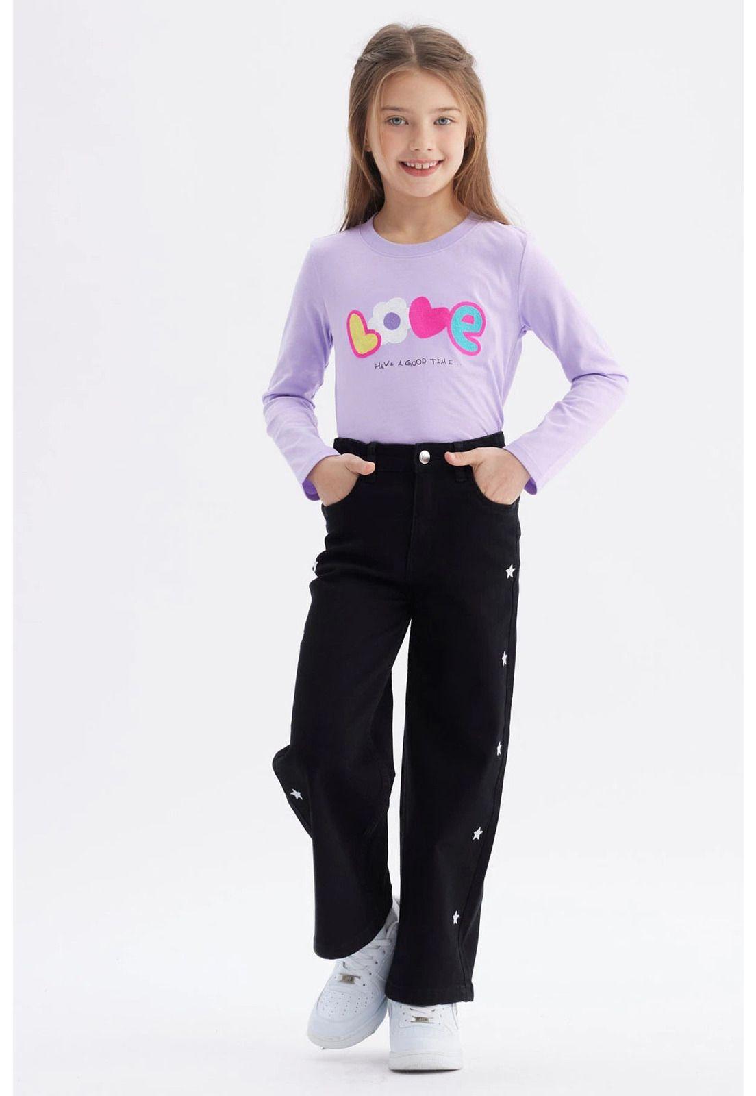 Jeans Niña Wide Leg Negro-3