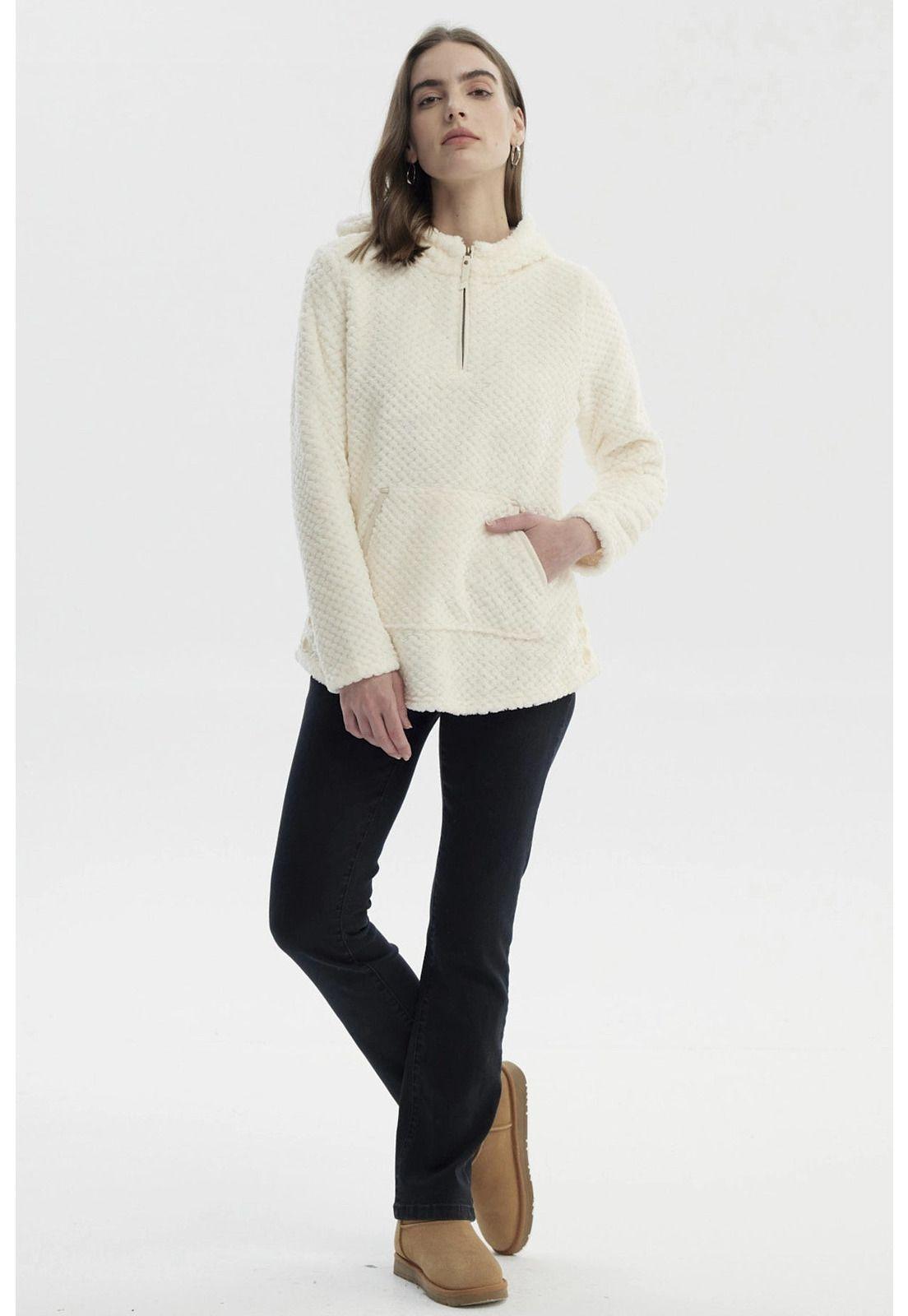 Polar Mujer Básico Aplicación Botón Crema-3