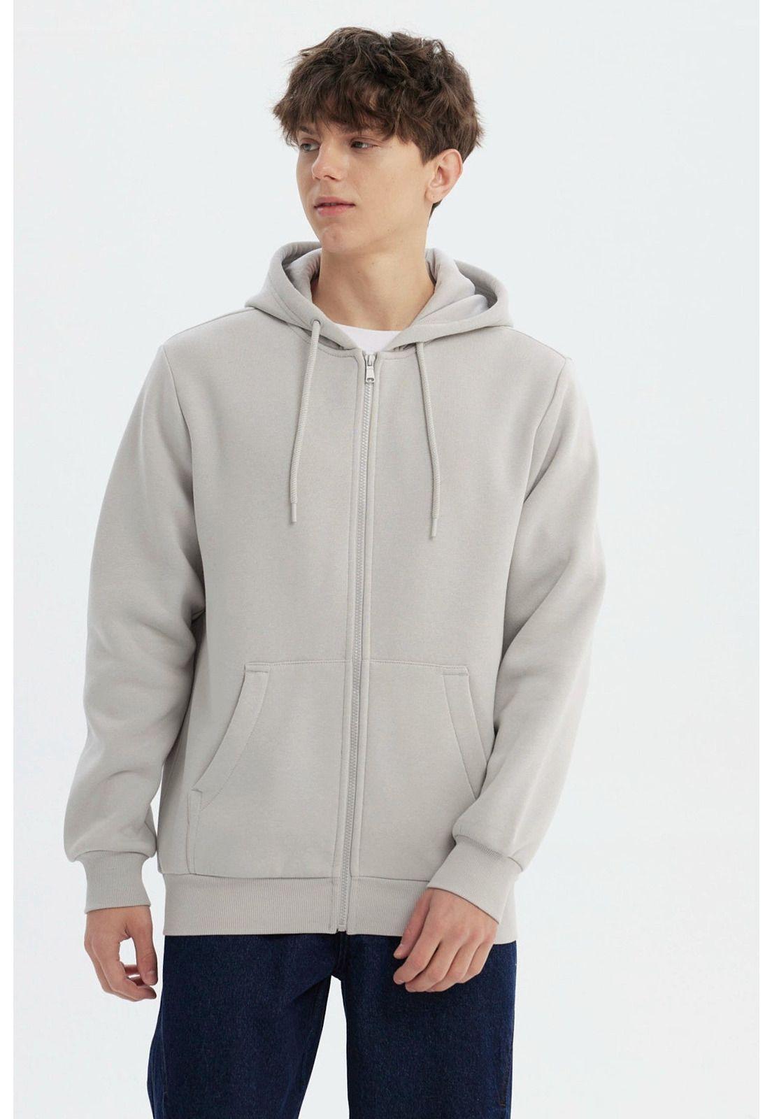 Polerón Hombre Full Zipper Basico Gris-0