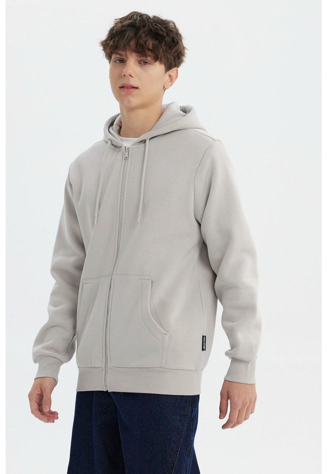 Polerón Hombre Full Zipper Basico Gris-1