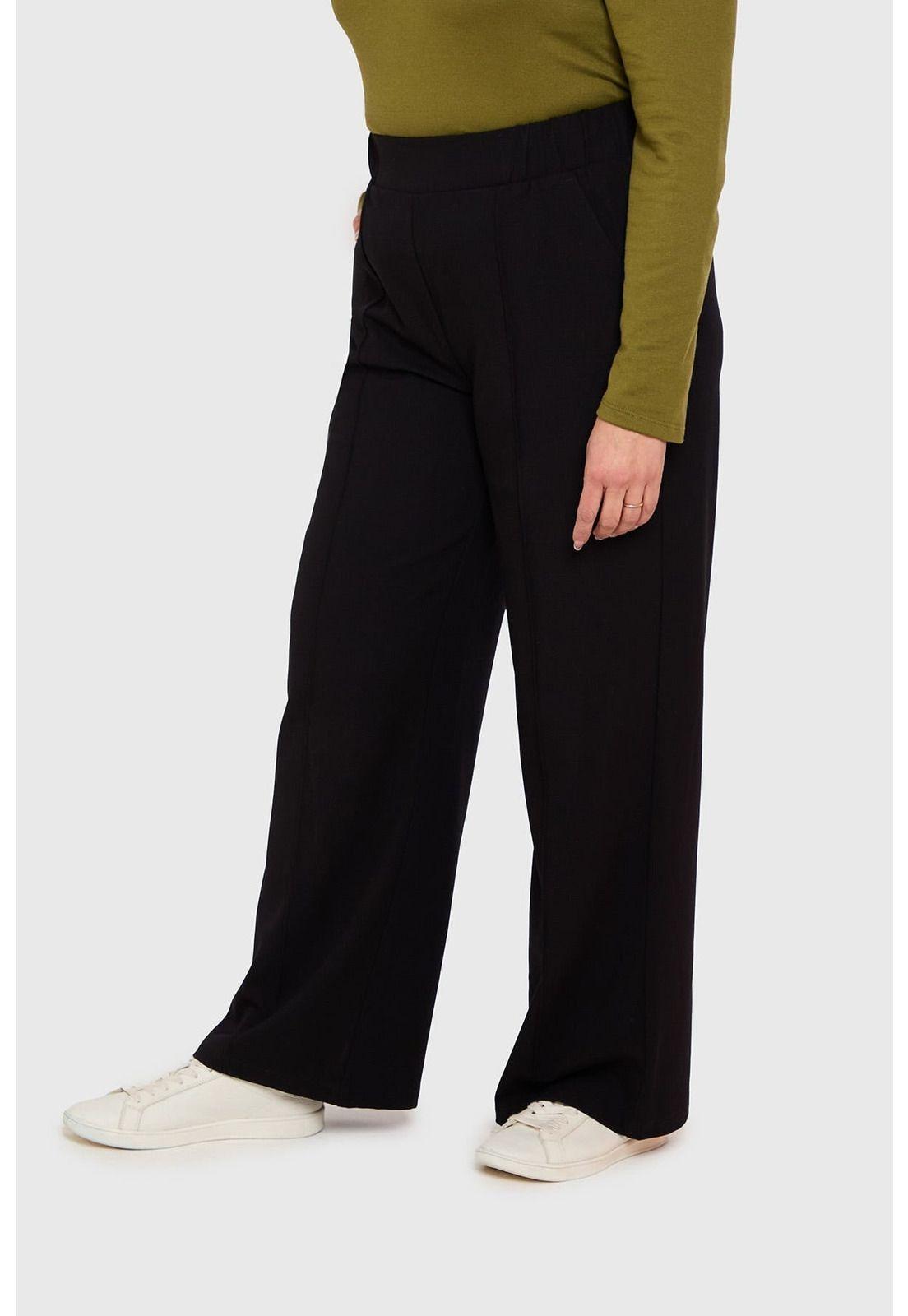 Pantalón Mujer Con Pretina Elástica Negro-2