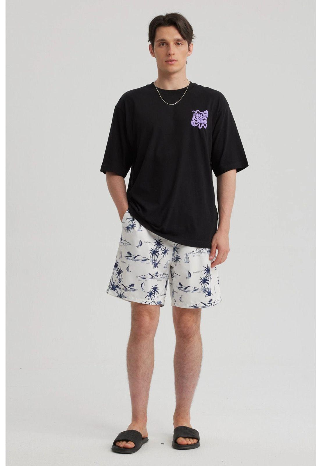Short De Baño Hombre Full Print Beige-1