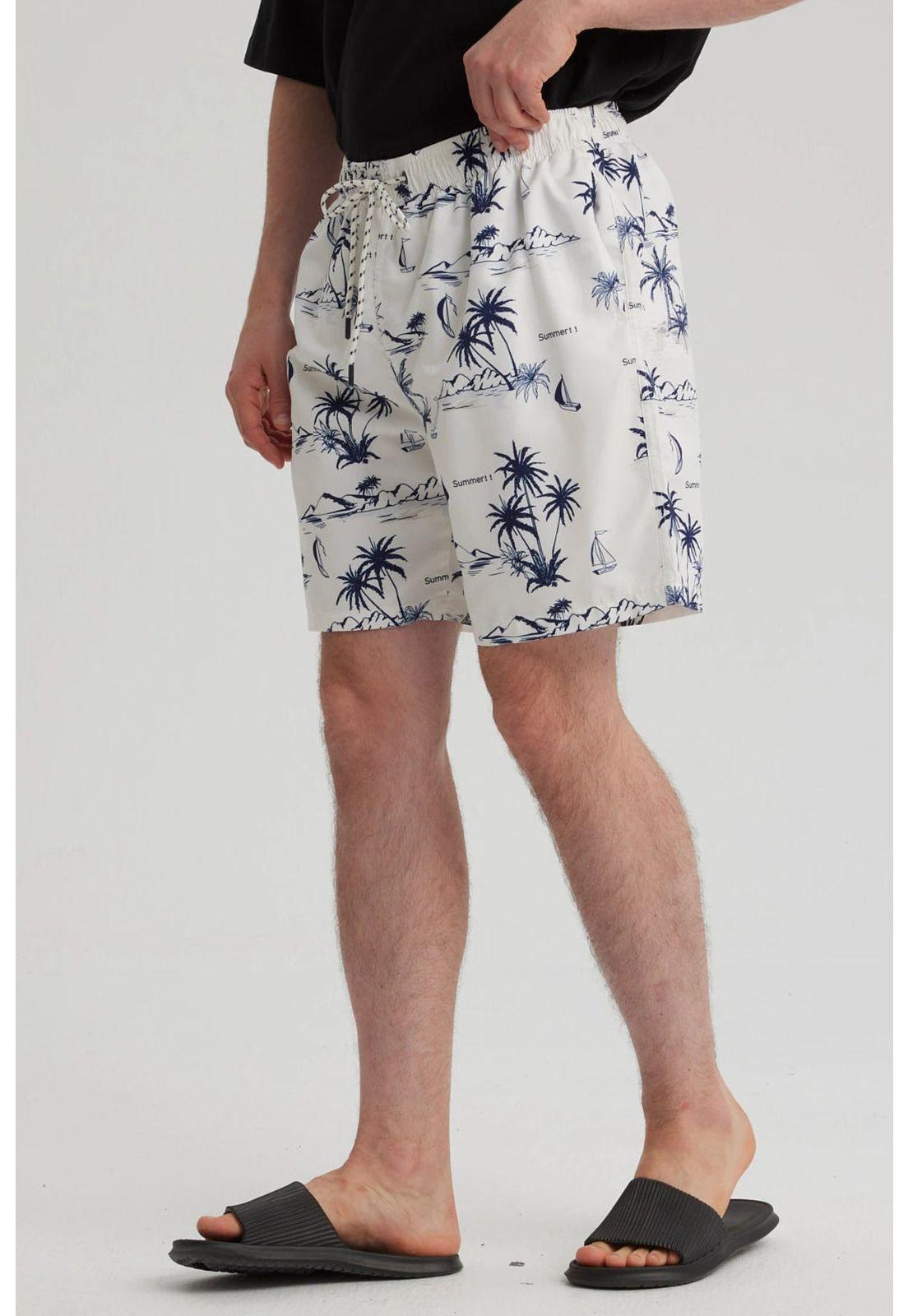 Short De Baño Hombre Full Print Beige-3